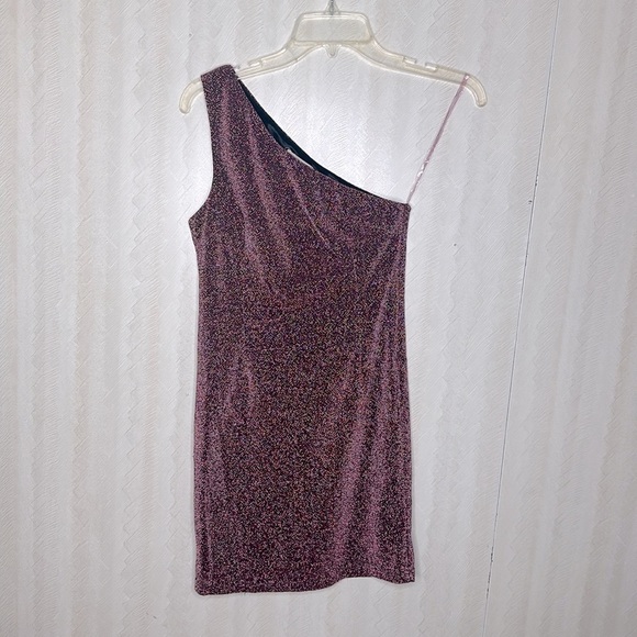 BLVD COLLECTION ONE SHOULDER PINK METALLIC DRESS SIZE SMALL - Picture 2 of 7
